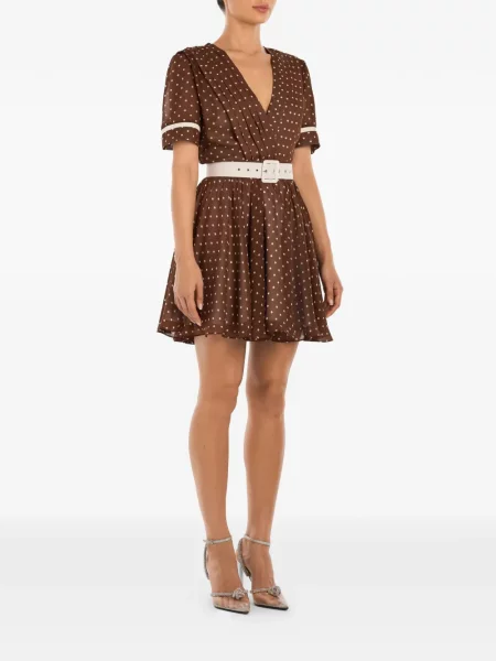 Rochie mini Post Meridiem cu decolteu în V de costum maro
