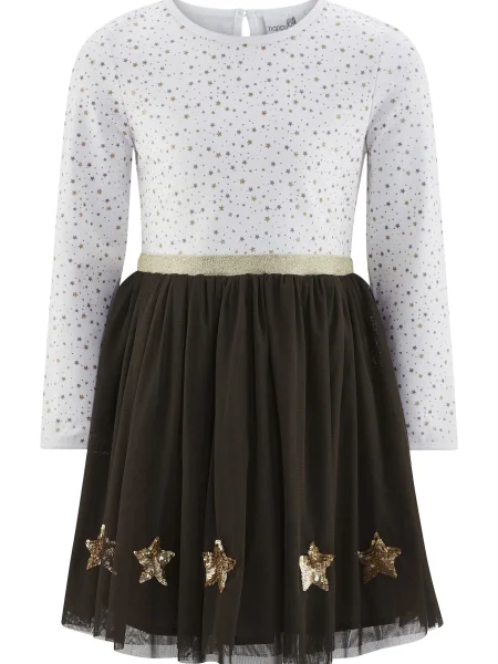 Happy girls Rochie auriu / gri închis alb