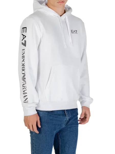 Bluza z kapturem Emporio Armani Ea7 z kapturem z nadrukiem biała