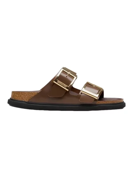 Klapki Birkenstock skórzane brązowe