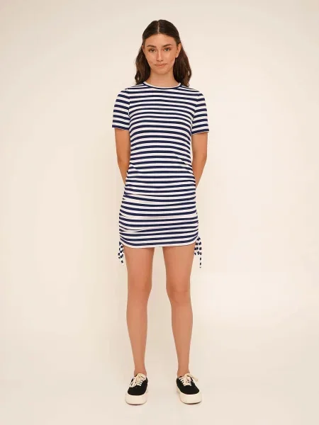 Сукня міні LAWA білий/синій бавовна/еластан біла