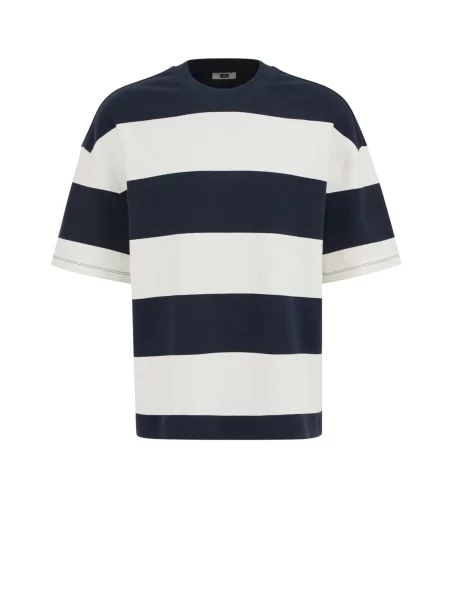 WE Fashion Tricou albastru închis alb
