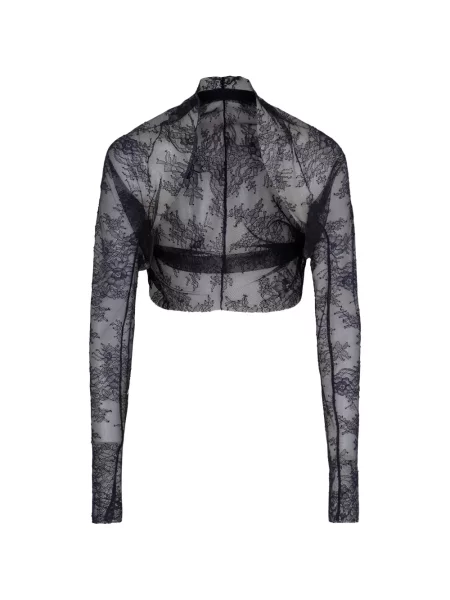 Top Alberta Ferretti din dantelă lung negru