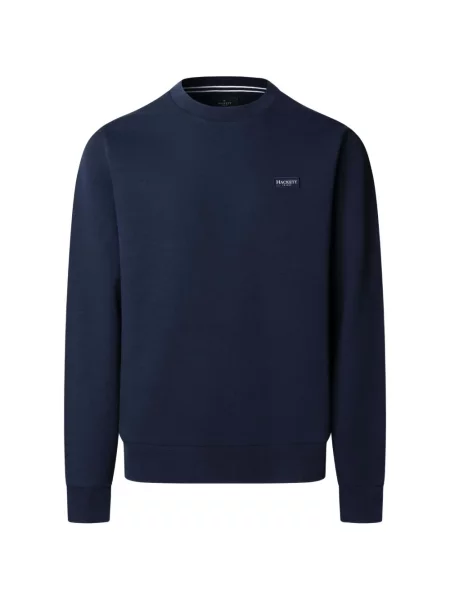 Hanorac crewneck Hackett London cu decolteu rotund cu autograf albastru