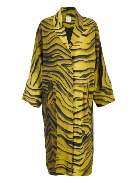 Palton Paula cu imagine cu imprimeu animal print galben