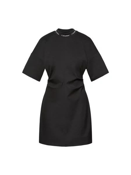 Sukienka jeansowa Calvin Klein z logo czarna