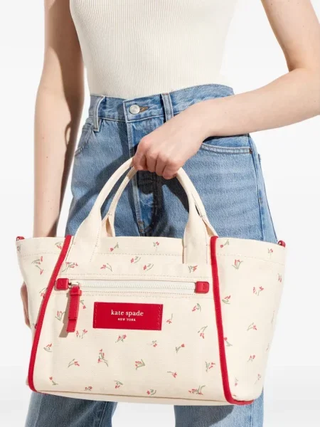 Платно шопинг чанта Kate Spade на цветя с принт
