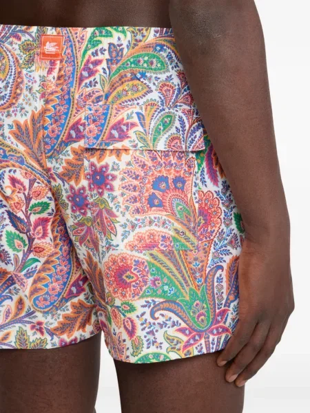 Slip de baie Etro cu imagine cu model paisley alb
