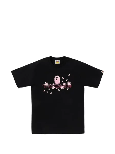 Tricou grafic A Bathing Ape® cu model floral cu imagine negru