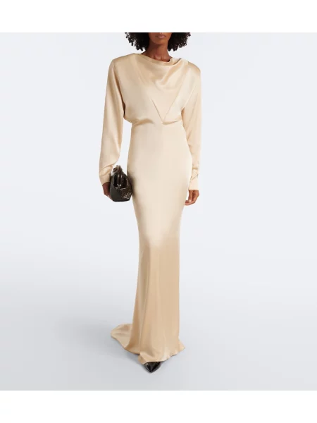 Rochie Stella Mccartney din satin drapată bej