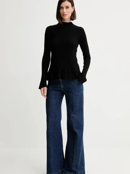 Twinset sweter z wełną lekki czarny