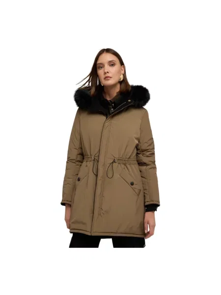 Kurtka puchowa Motivi wełniana z kapturem zielona