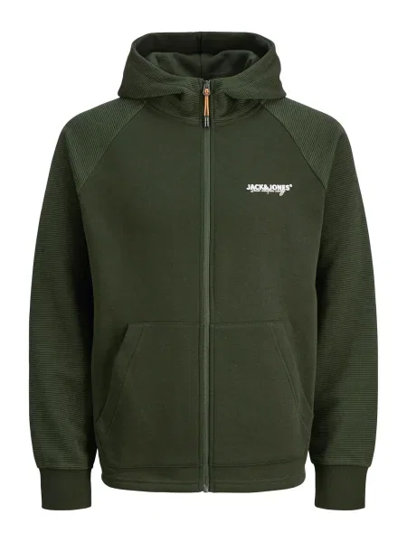 JACK & JONES Hanorac Thatcher verde închis alb