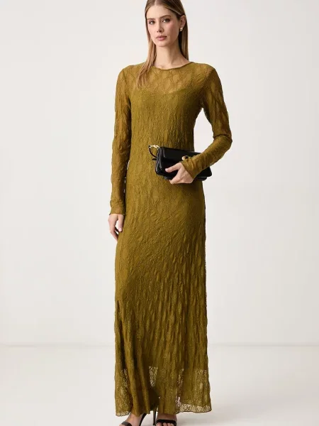 Twinset rochie lenjerie intimă ajurată verde