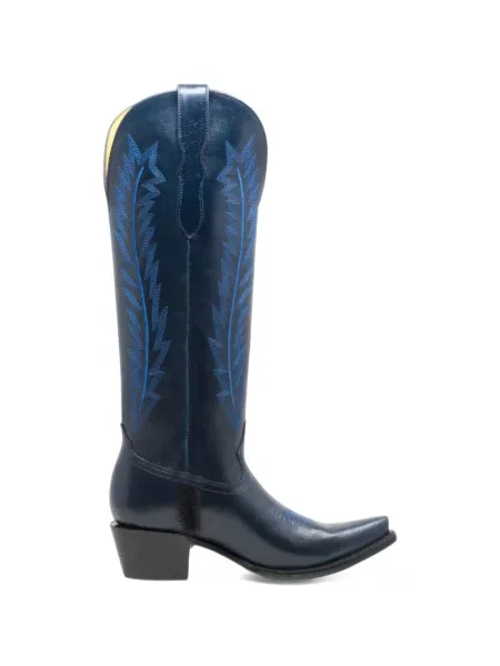 Botine Nortalie cu broderie din piele albastru