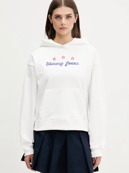 Tommy Jeans hanorac cu glugă pentru femei din alb