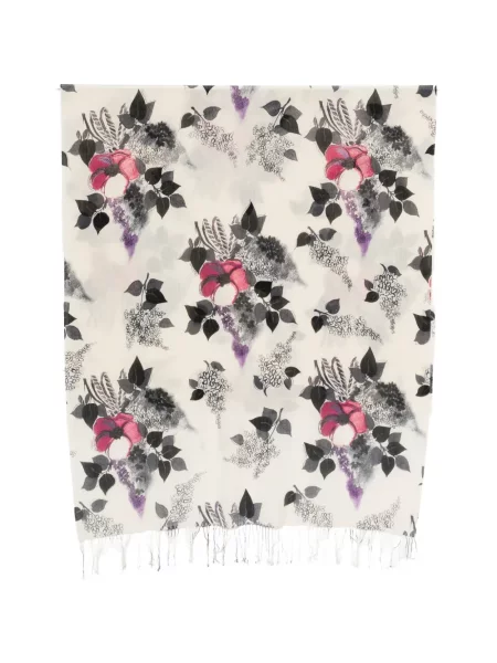 Fular Roberto Cavalli cu franjuri cu model floral