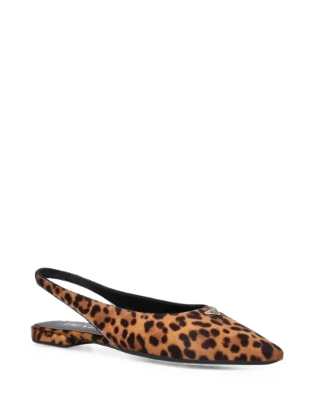 Balerini Prada din piele cu imagine maro