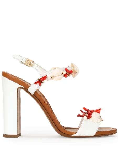 Sandale Dolce & Gabbana cu broderie alb