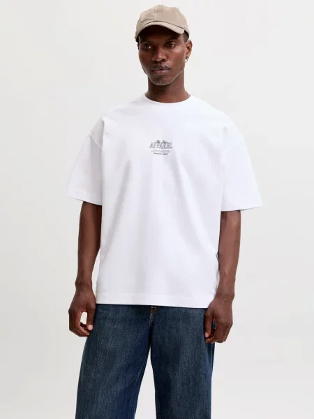 JACK & JONES Tricou JJEBARRON STUDIO negru alb