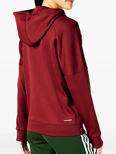 Legginsy Adidas do biegania z nadrukiem z dekoltem w serek czerwone