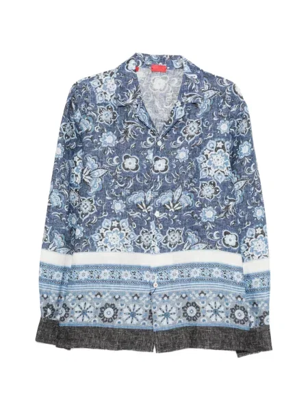 Květinová košile Isaia modrá