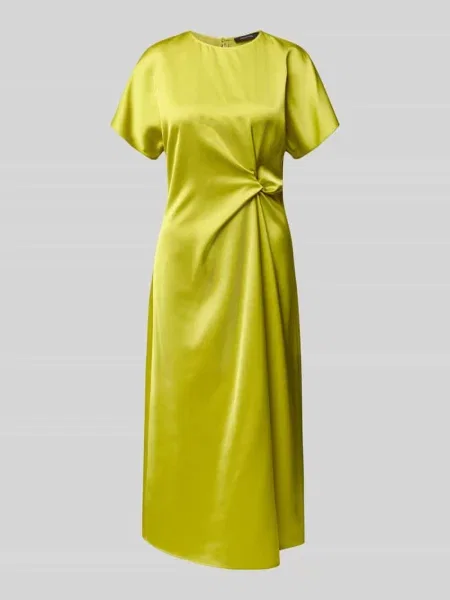 Sukienka midi z mieszanki z wiązanym detalem Comma zielona