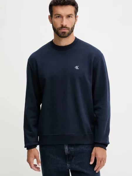 Mikina Calvin Klein Jeans tmavomodrá hladká