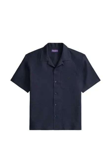 Lenvászon galléros ing Ralph Lauren Purple Label kék