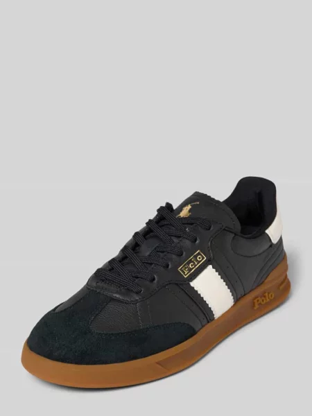 Sneakersy skórzane ze sznurowaniem Polo Ralph Lauren czarne