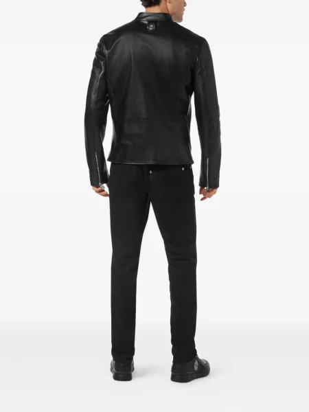 Geanta de piele Billionaire cu broderie negru