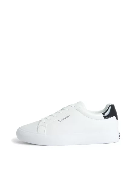 Sneakerși Calvin Klein cu șireturi din piele alb
