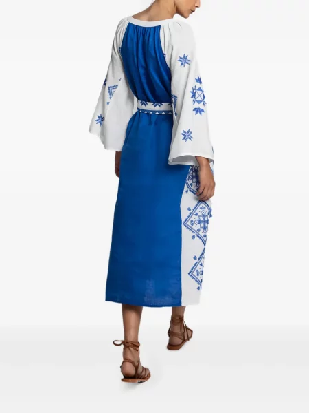 Sukienka midi Greek Archaic Kori do kolan garniturowa niebieska