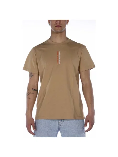 Tricou Calvin Klein Jeans cu autograf bej