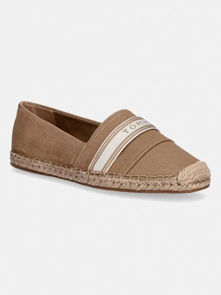 TOMMY HILFIGER Espadrile maro deschis / alb murdar bej