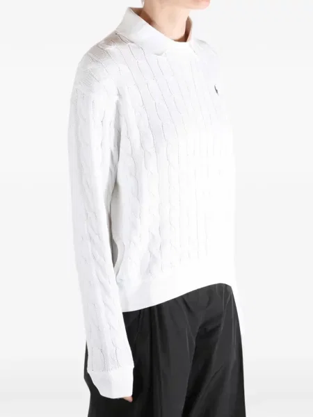 Scurt pulover Polo Ralph Lauren din piele de căprioară albastru