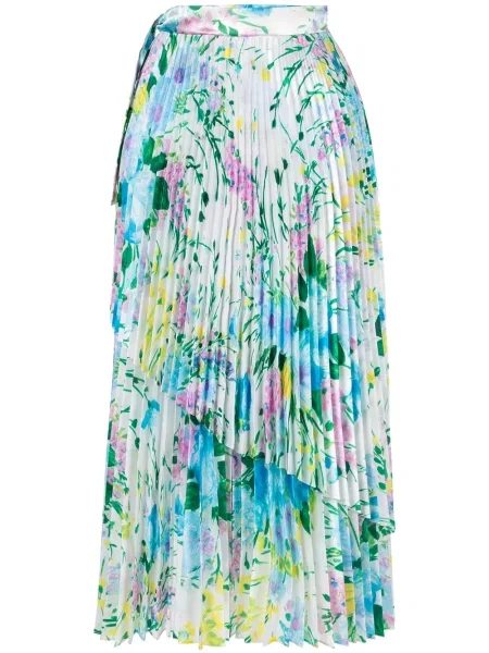 Fusta plisata Richard Quinn cu model floral plisată albastru