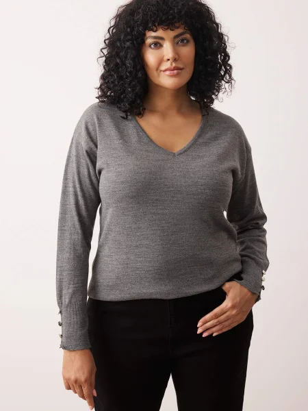 Trendyol Curve Pulover temno siva
