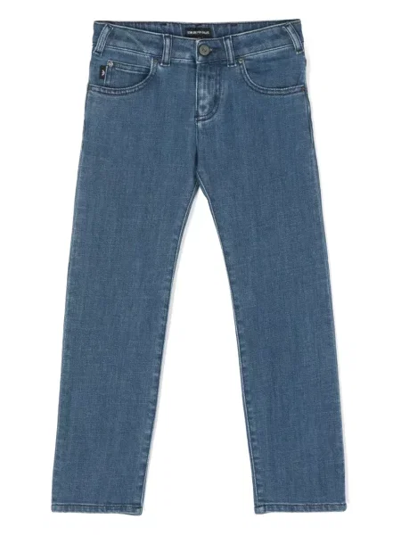 Jeansy straight leg dziecięce Emporio Armani niebieskie