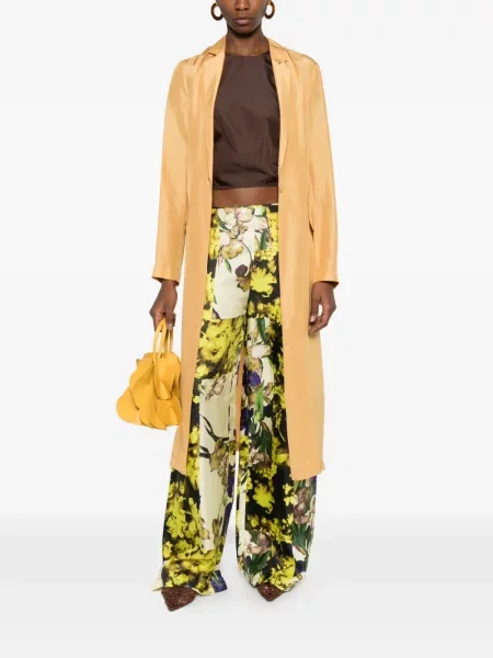 Pantaloni Erika Cavallini cu model floral cu imagine verde