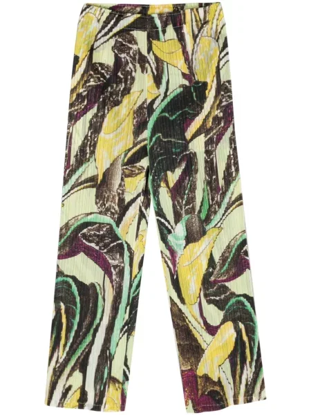 Pantaloni Pleats Please Issey Miyake plisate galben