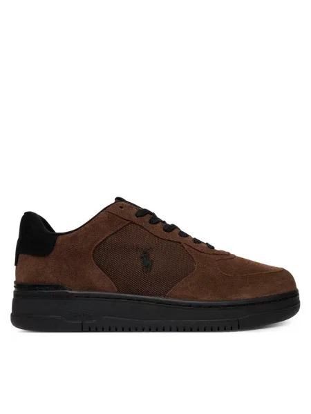 Sneakersy z naturalnej skóry welurowej model MASTERS' Ralph Lauren brązowe