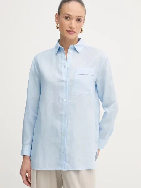 MM by Max Mara koszula lniana FILO niebieska