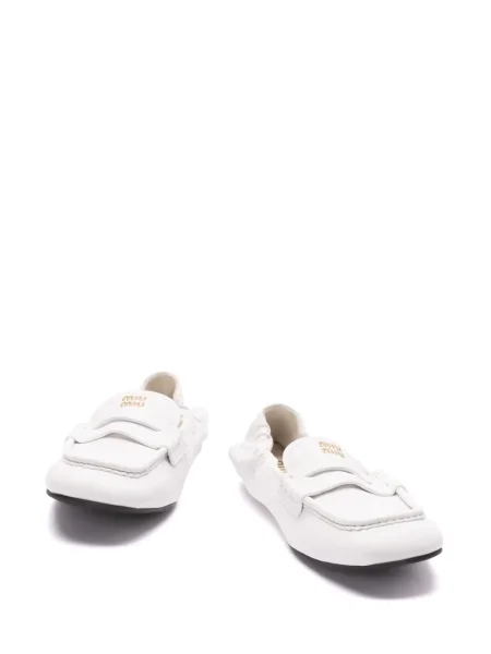 Pantofi loafer Miu Miu cu autograf alb