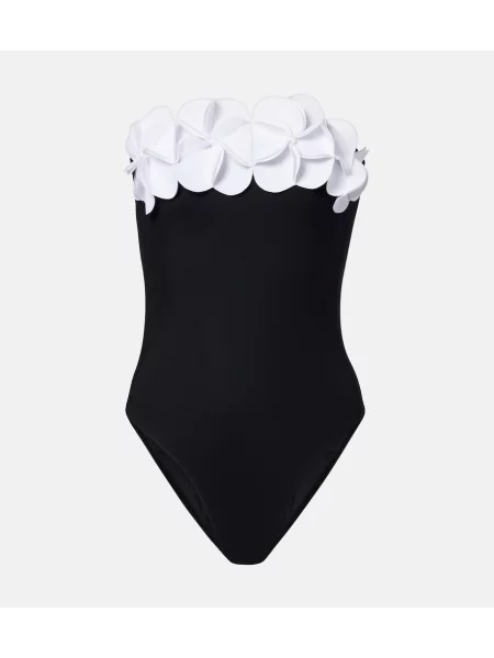 Sutien bandeau Karla Colletto cu model floral negru