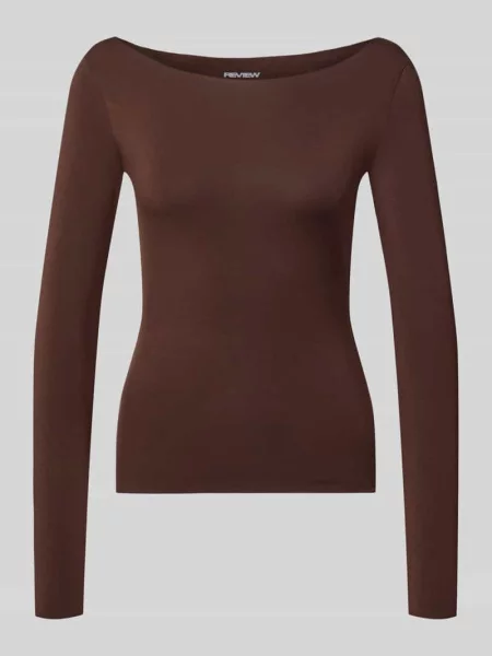 Bluzka z długim rękawem o kroju slim fit dekolt w łódkę Review