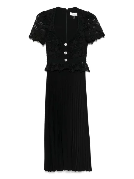 Rochie maxi Nissa din dantelă de costum negru