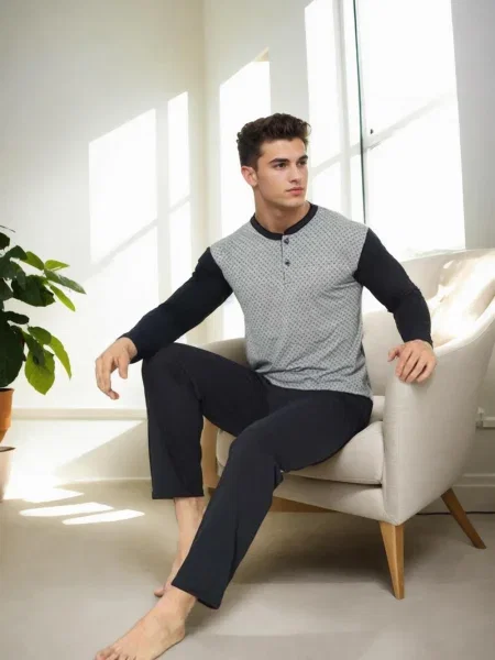 Piżama Dewberry żakardowa czarna