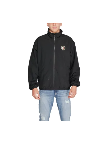 Zimowa kurtka Tommy Hilfiger polarowa w kratę czarna