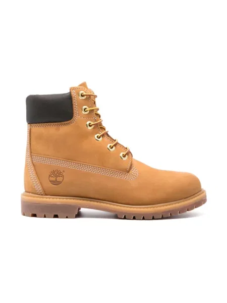 Botki Timberland skórzane na płaskim obcasie beżowe